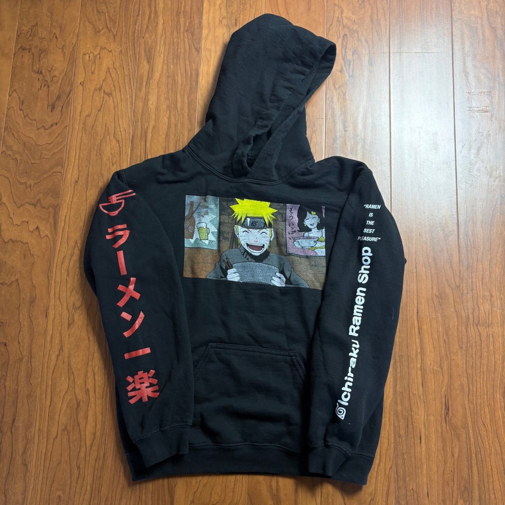 Naruto Shippuden Ichiraku Ramen Shop Graphic Hoodie Black Small Anime Pullover
